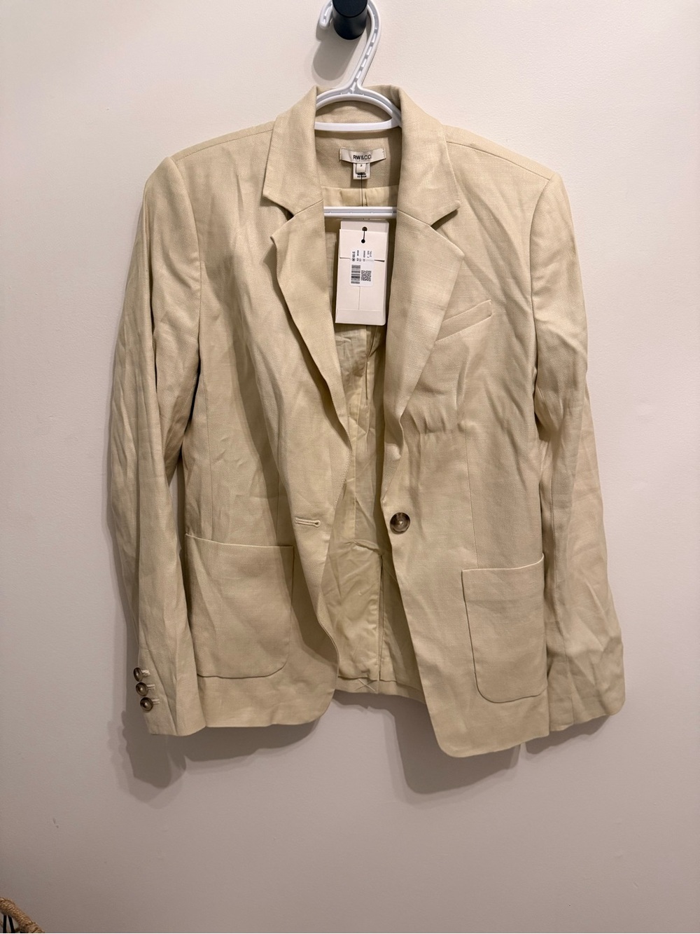 RW&CO. Women's Cream Single-Button Linen Blazer
